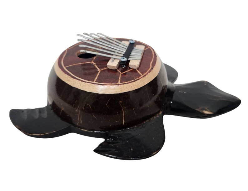 Kalimba Thumb Piano Mbira 7 keys Coconut TURTLE Shell Musical Instrument Aboriginal Dot Design karimba image 2