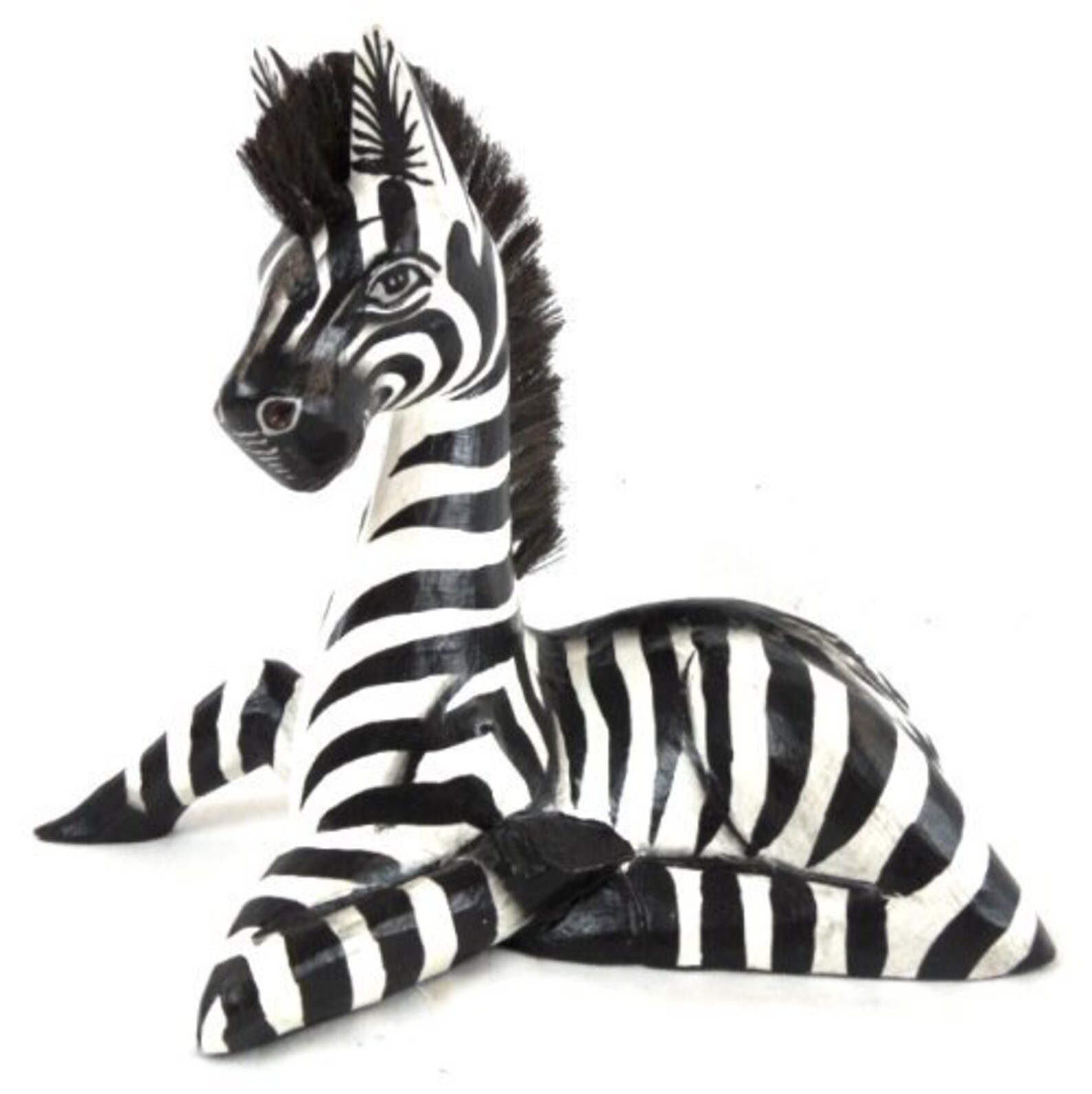 Hand Carved Wooden African Safari Baby Zebra Statue Laying Etsy