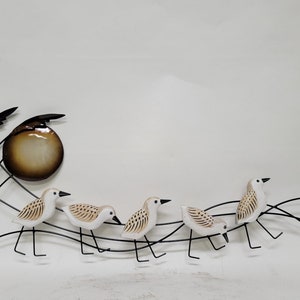 Sandpipers Beach House Nautical wood and metal Wall Art Coastal Ocean Cottage Boat Lake House Statue Clearance