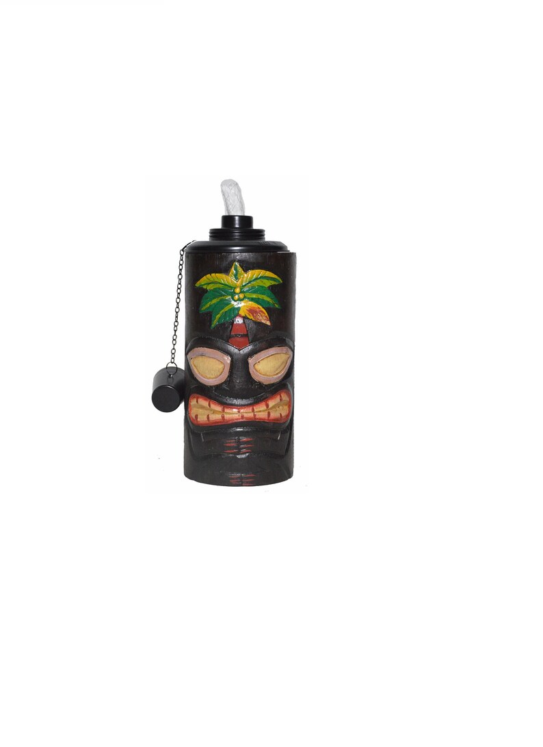 TIKI FACE TORCHES Palm Table Top Handmade Totem Mask Tropical ...