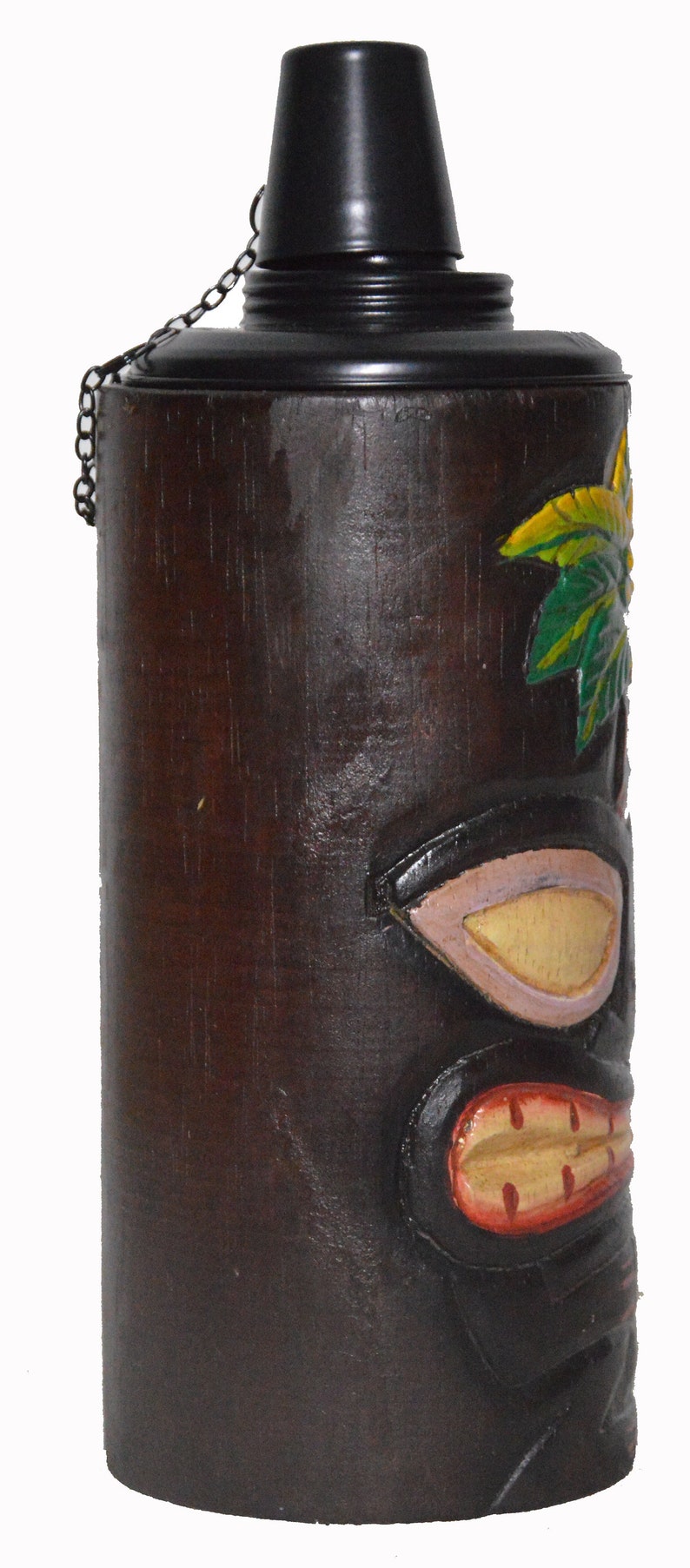 TIKI FACE TORCHES Palm Table Top Handmade Totem Mask Tropical ...