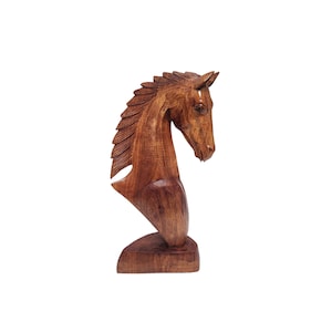 HUGE 20" Hand Carved Wood HORSE Head Bust Sculpture Arabian Mustang Stallion Horse Western Statue