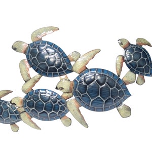 Turtles LG Hand Crafted Metal Wall Art Hanging Tropical Ocean Nautical Decor