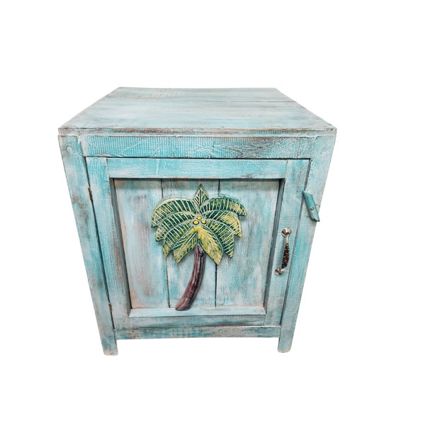 End Table Rustic WOOD FURNITURE Palm Tree Design  Dresser Shelf Bedroom Living Room TV Stand  Coastal Nautical Home Bookshelf