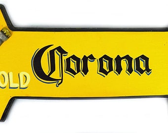 29" Hand Carved Corona ICE Cold Served HERE Arrow Beer Wooden Wall Hanging Art Sign Tiki Bar