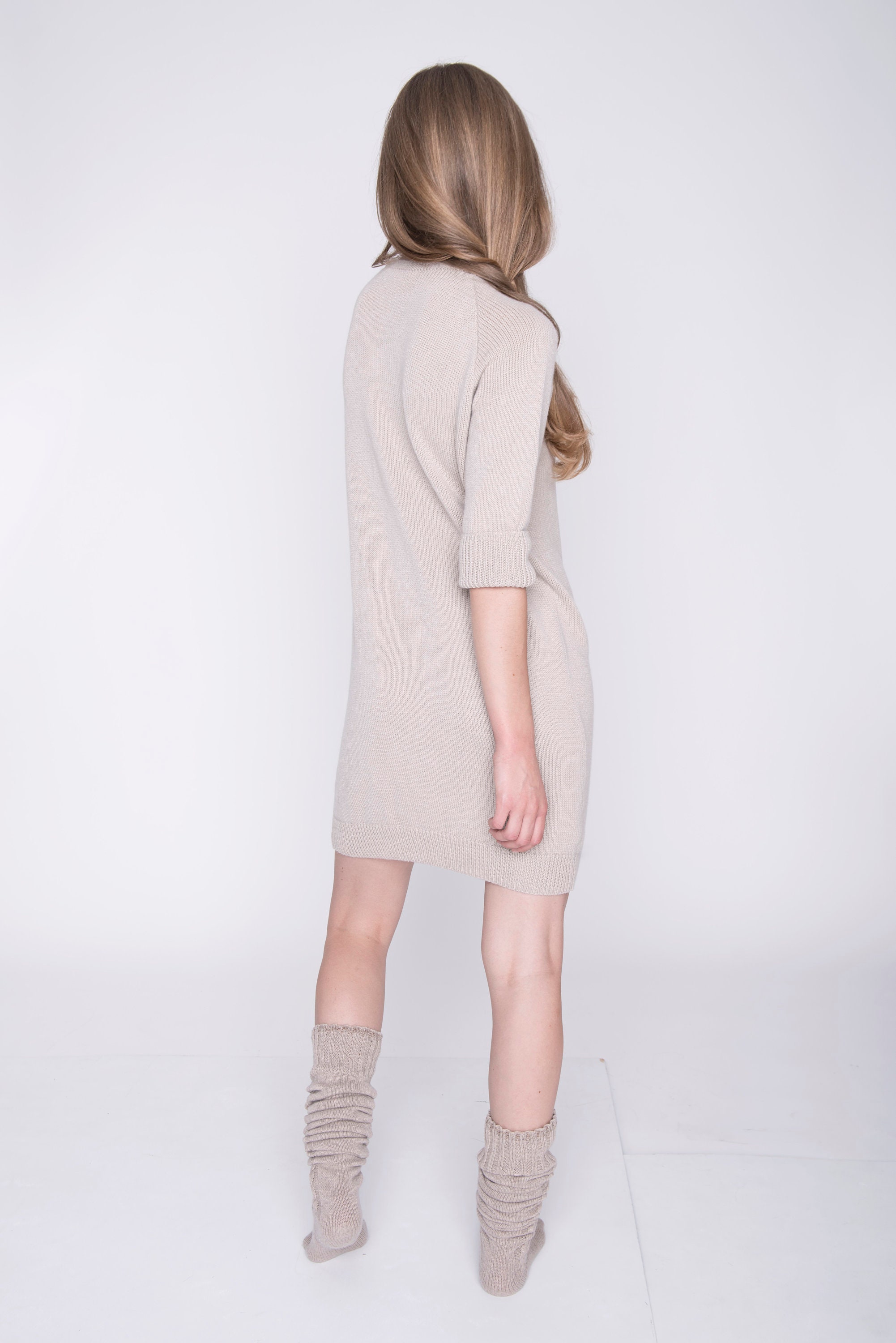 cashmere sweater dress short Agathe Cashmere Dress - Dark Umber