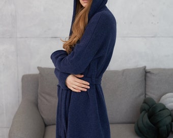 Luxury cashmere kimono robe, Plus size robes for women, Knitted short cardigan robe, Cashmere bathrobe for women, Homewear gift for her
