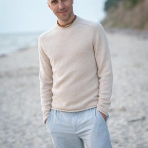 Handgestrickter reiner Kaschmir-Pullover für Männer, übergroßer Kaschmir-Herrenpullover für Herbst und Winter, atmungsaktiv und warmer lockerer Strickpullover