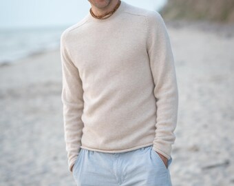 Suéter de cachemira pura tejido a mano para hombre, suéter extragrande de cachemira para otoño e invierno, suéter holgado, transpirable y cálido.