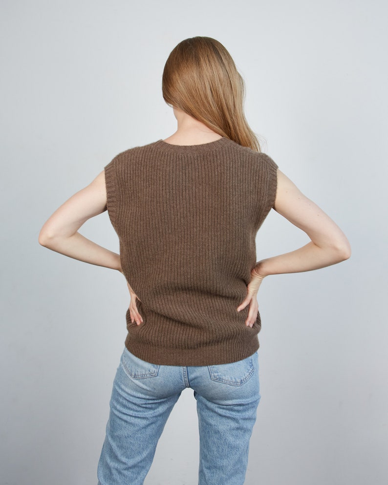 Women Cashmere sweater vest, XS-XL, Vintage style sweater vest, Knit sweater vest for winter, Womens oversized wool vest, Warm sweater image 8