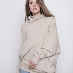 Pure Cashmere Knitted Asymmetric Sweater, Luxurious Cashmere long sleeves Winter sweater, knit Pullover, Thick cashmere sweater