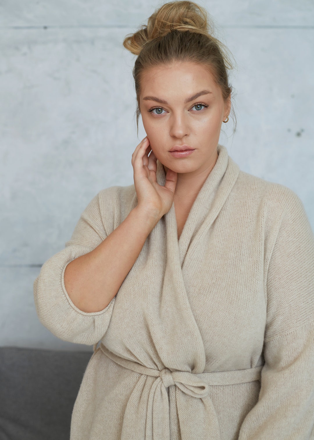 Cashmere Short Kimono Robe Plus Size Robe for Women Etsy Canada