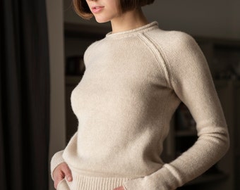 Hand knit cashmere sweater, Womens cashmere pullover, Cashmere sweater for women, Loose knit sweater for winter, Christmas gift for her