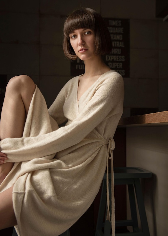 Cashmere Wrap Dress, Knitted Wool Dress for Women, Oversized Knit Dress,  Cashmere Tunic Dress, Womens Long Sleeve Midi Dress, Winter Dress - Etsy
