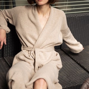 Luxury cashmere robe cardigan, Knitted plus size robe, Womens oversized cardigan, Chunky knit cardigan, Open cardigan Christmas gift image 3