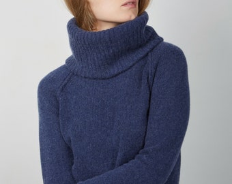 Cashmere turtleneck sweater Womens with detachable  collar, Hand knitted cashmere sweater for women, Knit turtleneck sweater, Wool sweater