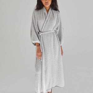 Cashmere long kimono robe, Plus size robe for women, Oversized cashmere bathrobe, Knitted wool cardigan robe, Homewear gift for her