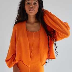 Cashmere Summer Cardigan, Women Cropped Cardigan, Short Cashmere Jacket, Open Front Knitted Bolero Jacket for Women, Plus Size Cardigan