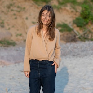 Cashmere Wrap Cardigan, Women Cropped Pure Cashmere Cardigan, Short Cashmere Jacket, Plus Size Sweater, Short one Button Up Knitted Cardigan