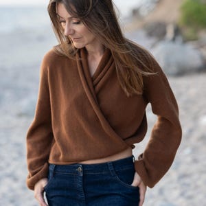 Cashmere Wrap Cardigan, Women Cropped Pure Cashmere Cardigan, Short Cashmere Jacket, Oversized Cardigan, Wool Knit Sweater with Belt