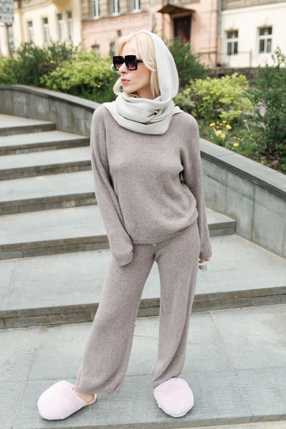 Cashmere Pants and Sweater Set, Cashmere Ladies Loungewear Set