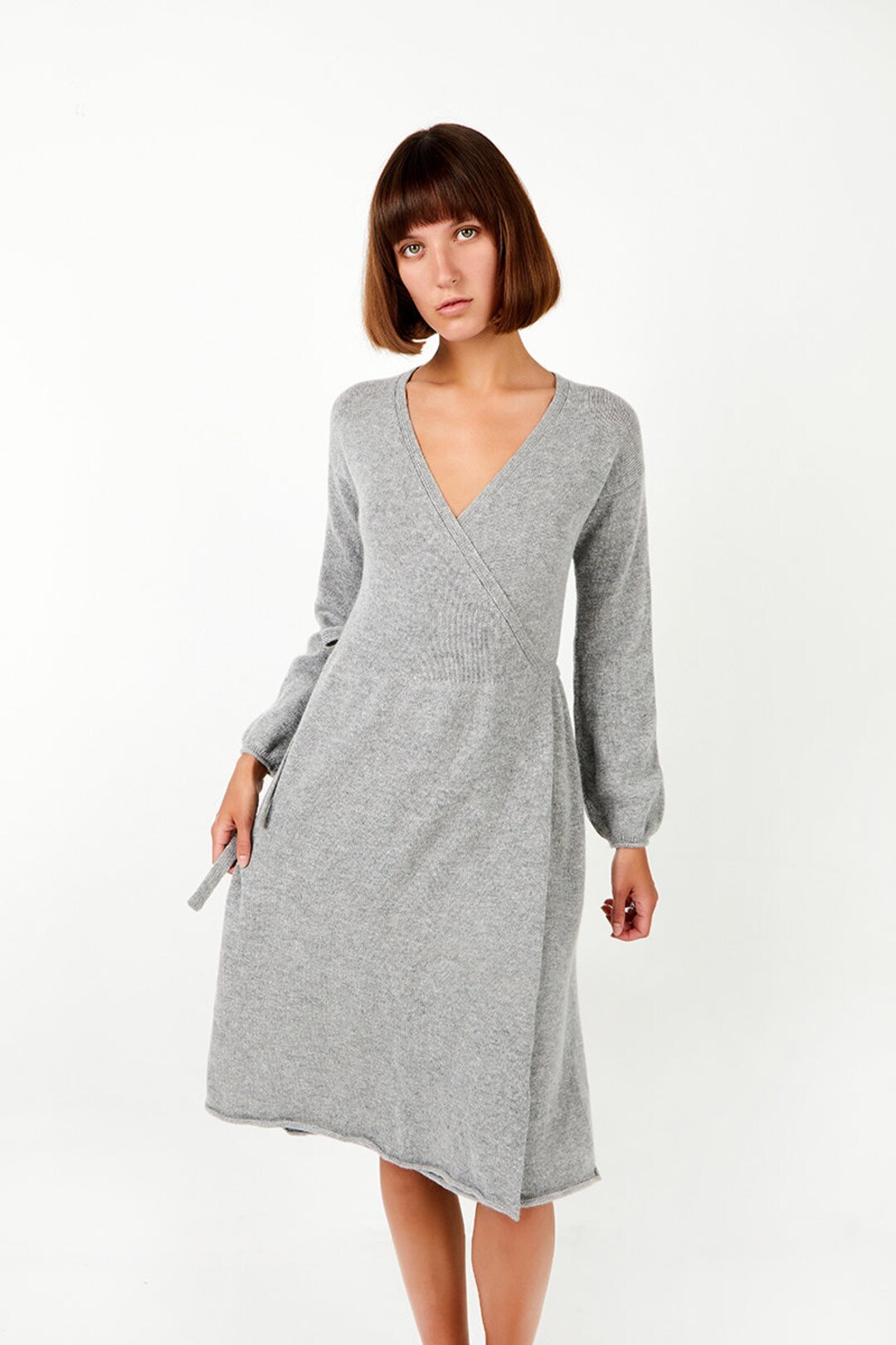 Cashmere and Wool Wrap Dress Knitted Wool Dress for Women Etsy
