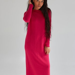 Long Cashmere Dress, Knitted Maxi Sweater Dress, Cashmere Pencil Dress with Long Sleeves, Loose Knit Winter Sweater dress, Warm Dress