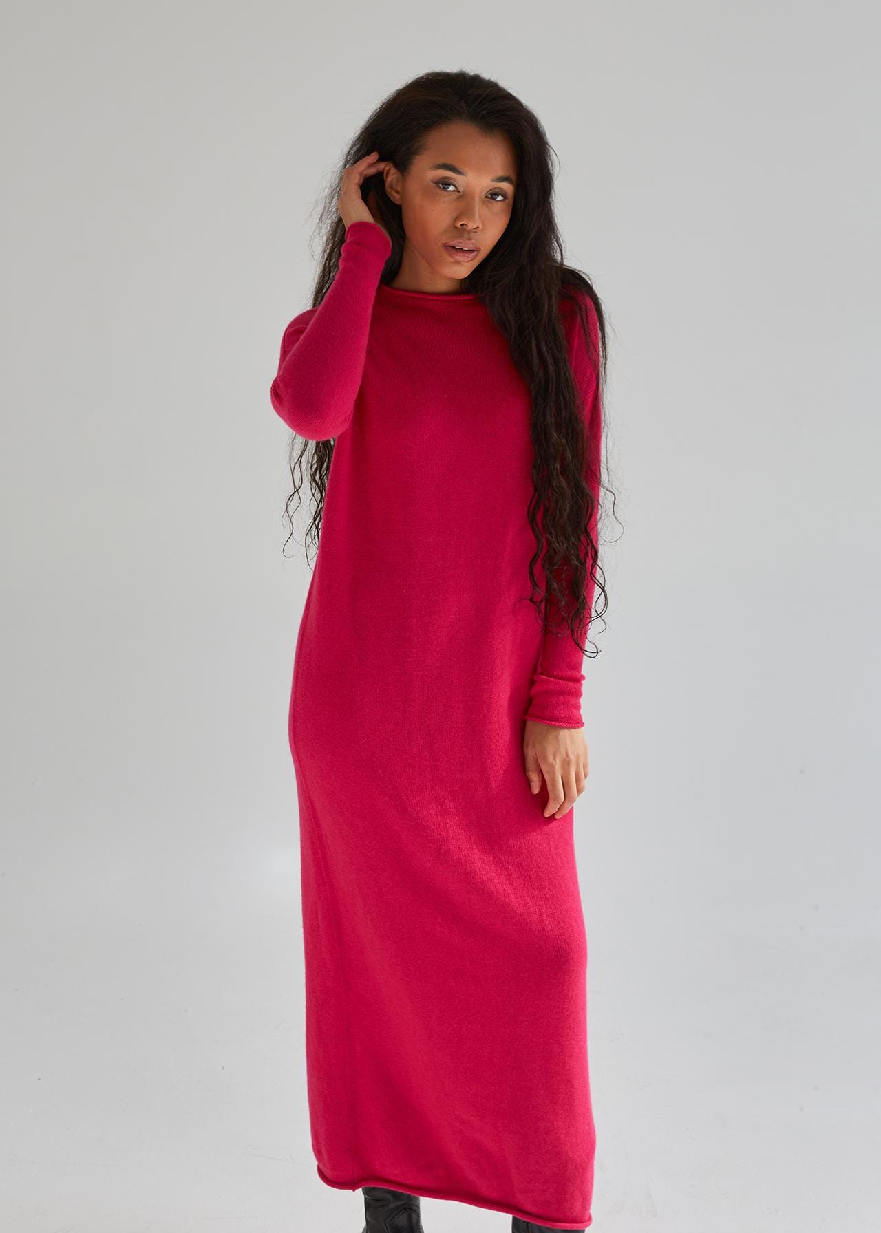 cashmere maxi sweater dress Wheat Cashmere Turtleneck Maxi Dress