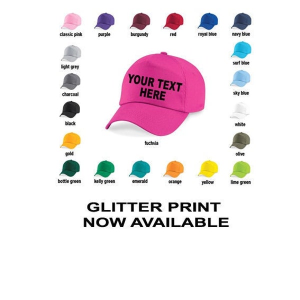 Personalised Custom Printed Baseball Cap Hat - Mens, Womans, Ladies - any text