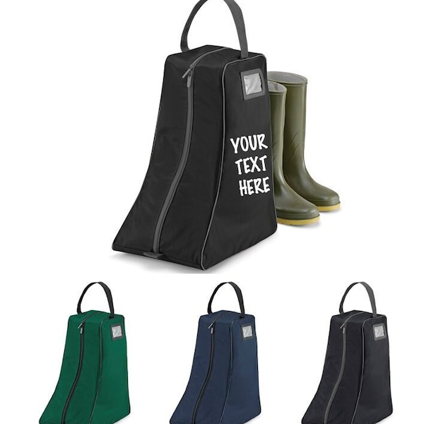 Personalised Welly Boot Bag Wellington Boot Custom print Muddy Boot Bag Riding Boot Holder Carrier Carry - TRACKED DELIVERY