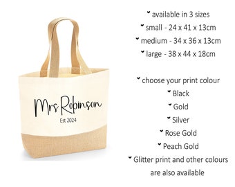 Just Married, Bride, New Wife Honeymoon shopping bag, holiday beach bag, tote, cotton canvas jute bag, wedding gift - TRACKED DELIVERY