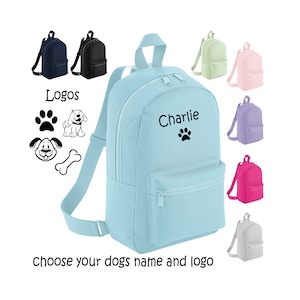 Personalised Dog Rucksack/backpack, ideal to carry all your dog bits on a walk, choice of colour and design