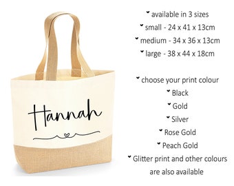 Personalised tote bag, shopping bag, holiday beach bag, cotton canvas jute bag, custom name print - TRACKED DELIVERY