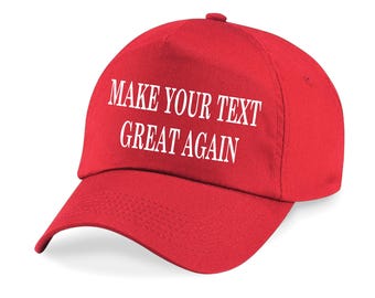 Personalised MAGA Make America Great Again Custom Printed Baseball Cap Hat - Mens, Womans, Ladies Unisex - your own text