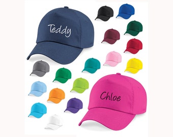 Personalised Childrens Cap Baseball Hat Full Name - kids, Girls, Boys, sun hat
