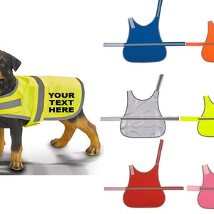 Personalised Dog High vis Vest Coat safety reflective pet hi-vis custom print - TRACKED DELIVERY