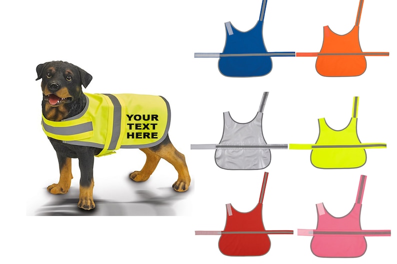 Personalised Dog High vis Vest Coat safety reflective pet hi-vis custom print TRACKED DELIVERY image 1