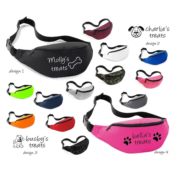 Personalised Dog Name Bum Bag Treat Bag With Paw Print Doggy Pooch Dog Training Treat Bag New Puppy Dog Gift Puppy Treats