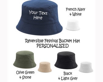 Personalised Bucket Hat Festival Hat Printed Creamfields Reversible Adults Hat