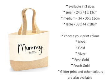 Mummy tote bag, New Mum shopping bag, holiday beach bag, cotton canvas jute bag, Mothers Day gift - TRACKED DELIVERY