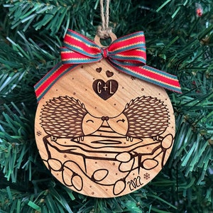 Personalized Couples Christmas Ornament, Our First Christmas Together 2023, Engraved, Wooden