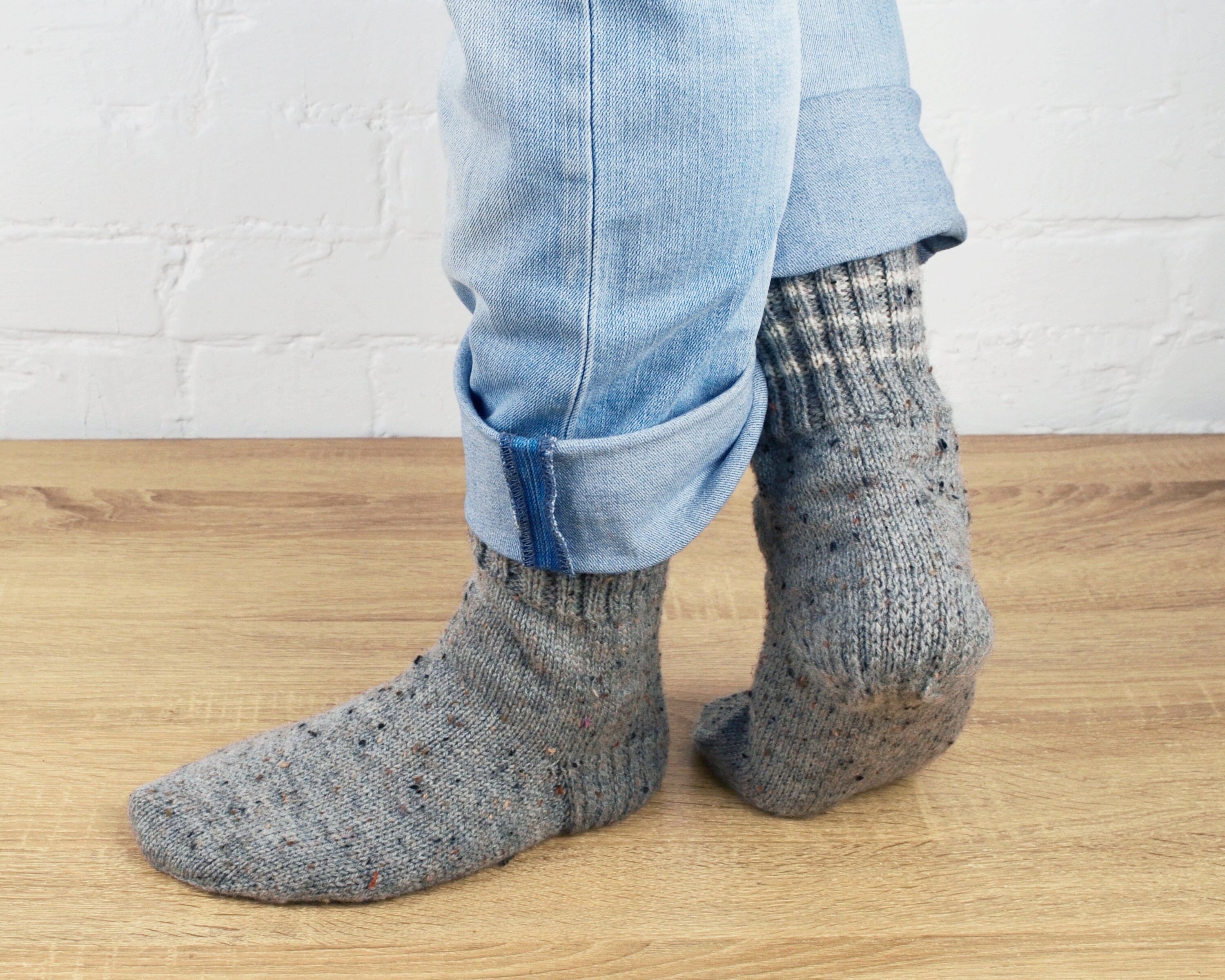 Gray wool hand knit socks for men Cozy warm winter hygge | Etsy