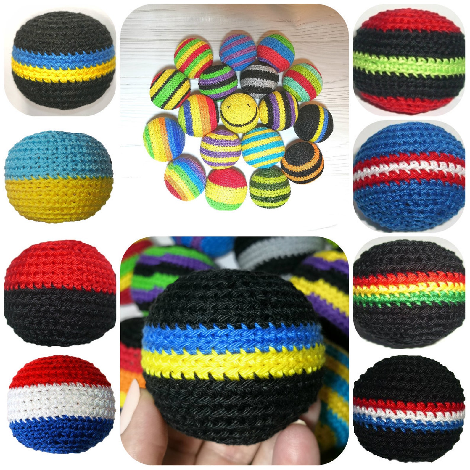 Hacky Sacks knitted play ball 100 cotton filled with plastic Etsy