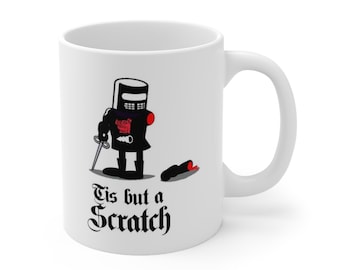 Black Knight Holy Grail Mug, Tis But A Scratch Gift Mug, King Arthur Mug Funny Monty Gift Mug