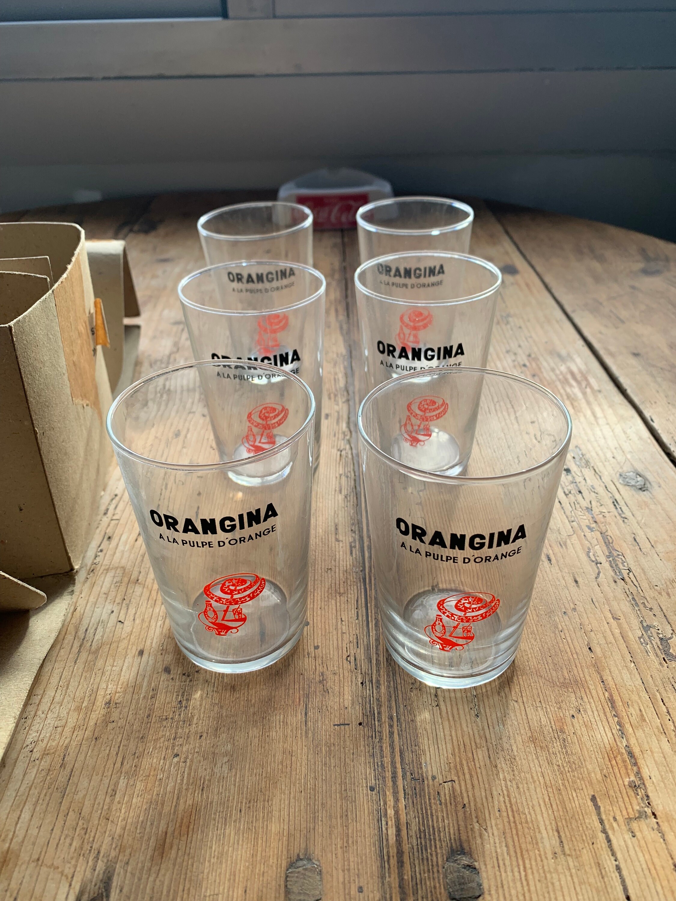 Lot De 6 Verres à Boire Orangina Vintage - Multicolore, Occasion En Excellent état