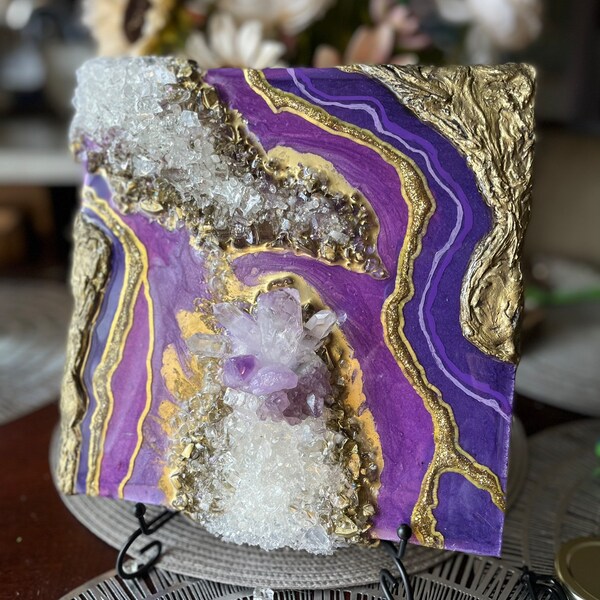 Purple Geode Resin Art Etsy