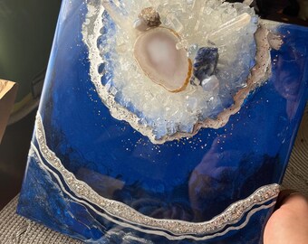 Made to Order Handmade Crystal Agate 3D Geode Style Decor with genuine gemstones and minerals