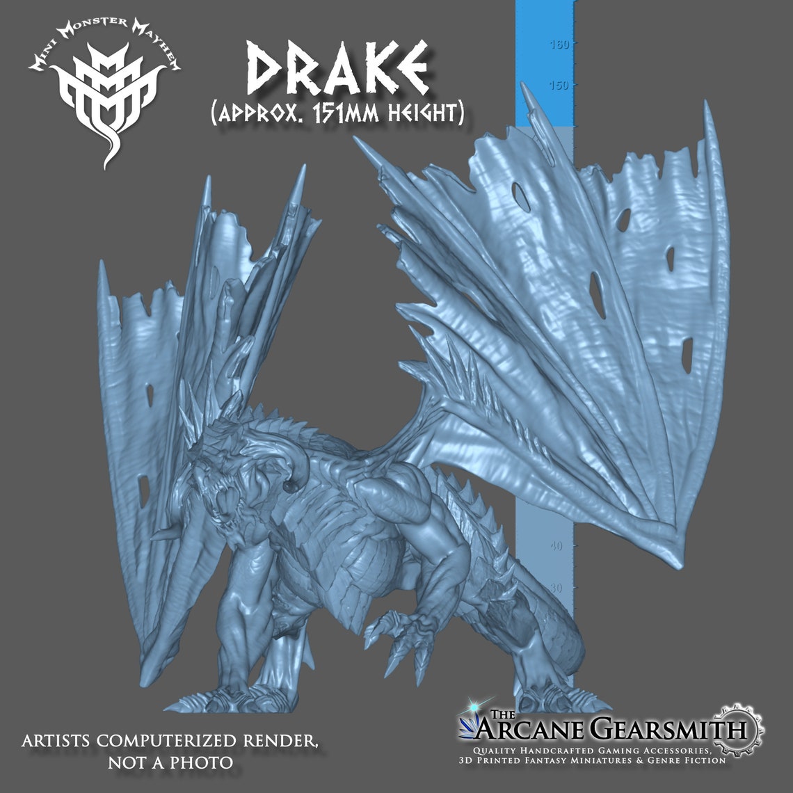 Drake 3D Printed Fantasy Miniature D&amp;D / Pathfinder / | Etsy
