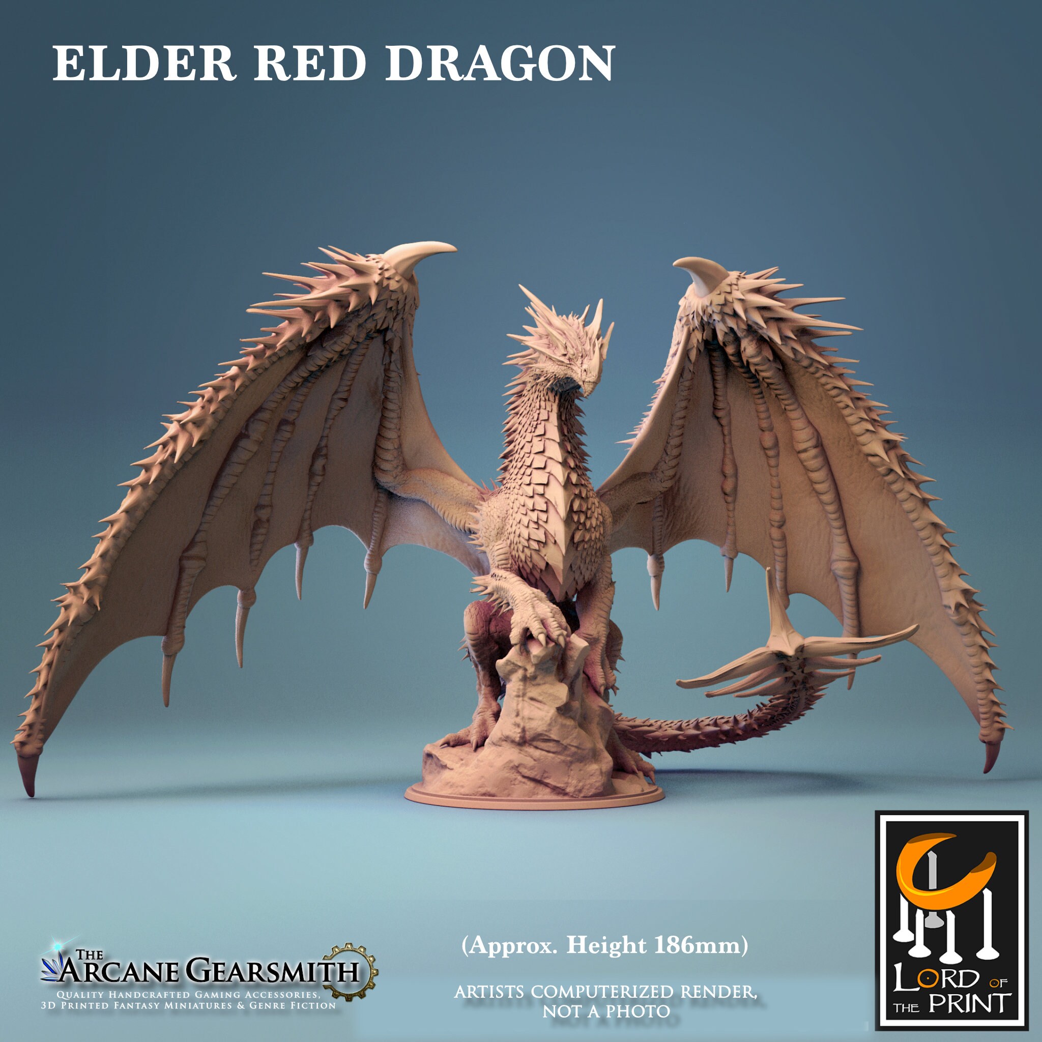 Elden Lord Dragonlord Elder Red Dragon Lord of the Print D&D / Pathfinder / | Etsy