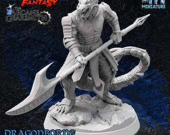 Dragonborne North Guard • The Frozen Wastes • Papsikels Fantasy • 3D Printed Fantasy Miniature • D&D / Pathfinder / Tabletop RPG